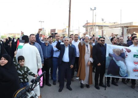 حضور مدیرعامل و کارکنان شرکت نفت و گاز اروندان در اجتماع بزرگ حمایت از مردم غزه در استان خوزستان